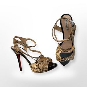 Gabrielli Sandals, Straps Around  Ankles, Real Reptile Skin,EU 36